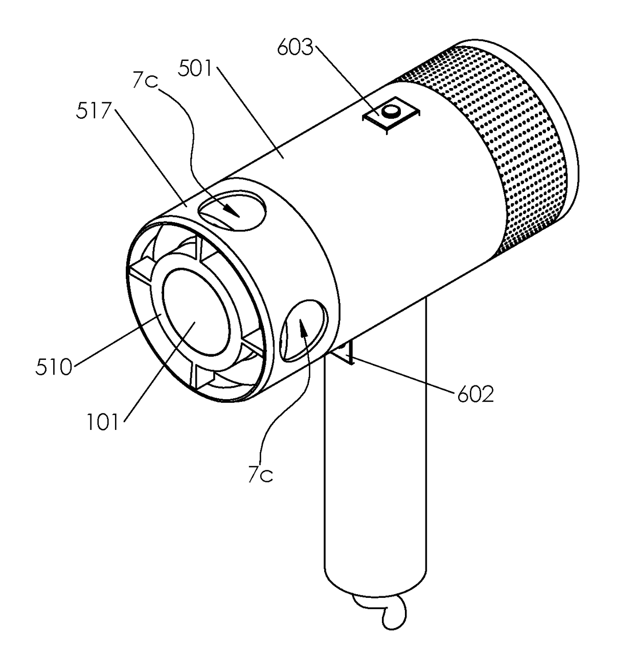 Hairdryer Assembly with Interchangeable Styling Cartridges