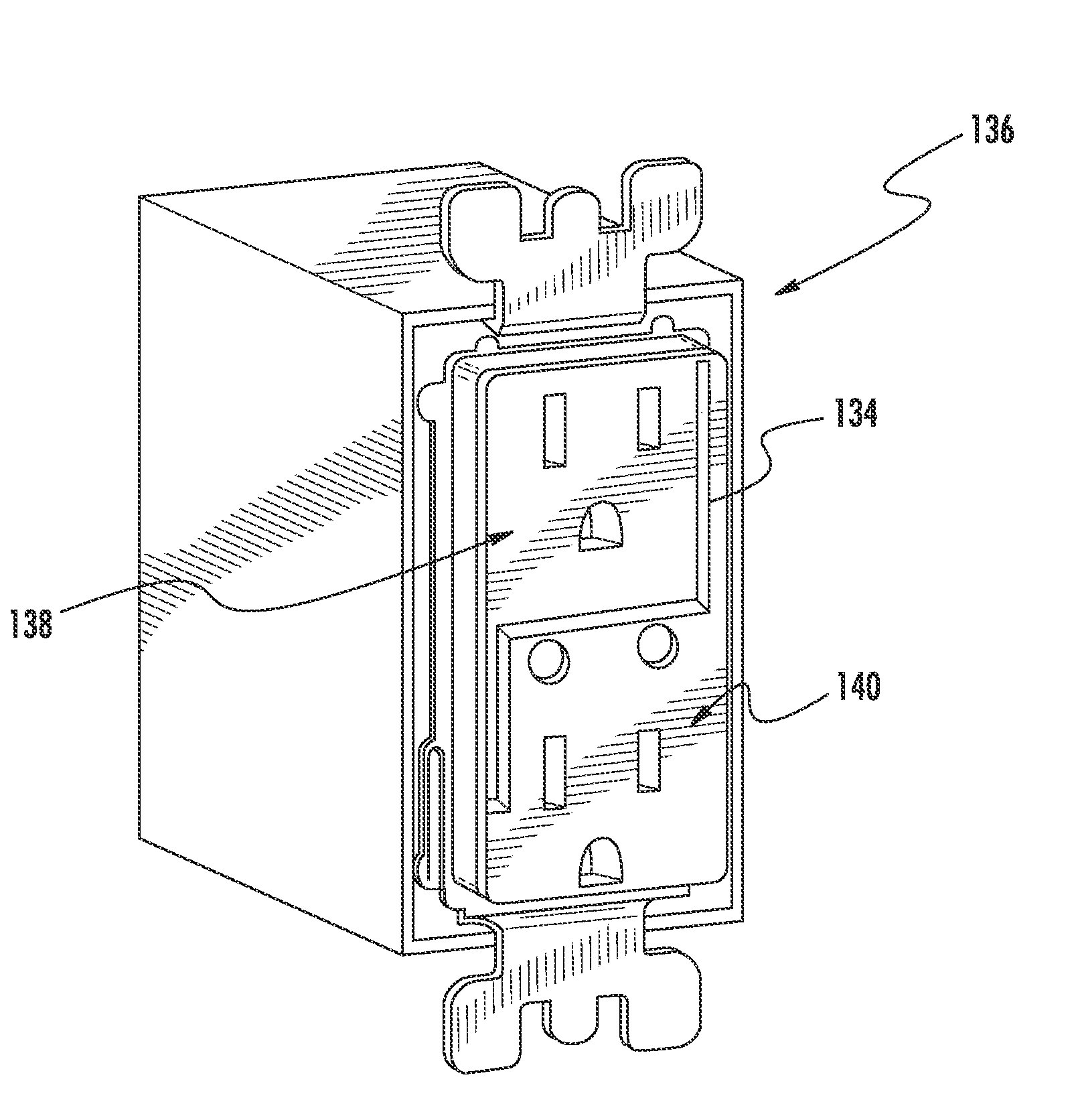 Controllable electrical receptacle with routed antenna