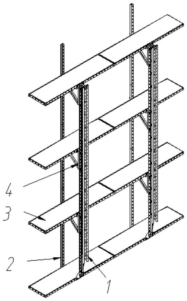 Vertical main frame of lifting operation safety protection platform for high-rise building construction