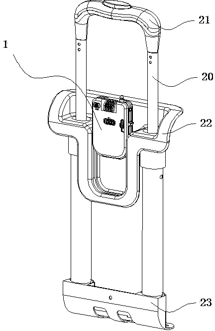 Luggage pull bar combined with lock
