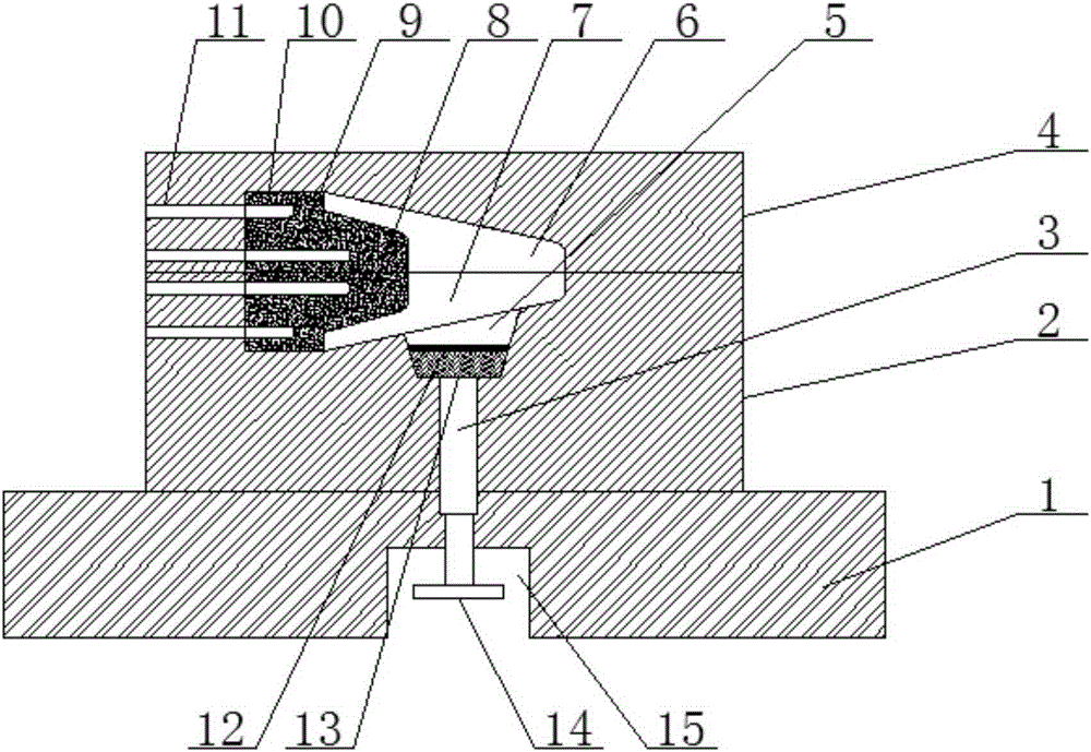 Die-casting die of cast steel bucket teeth