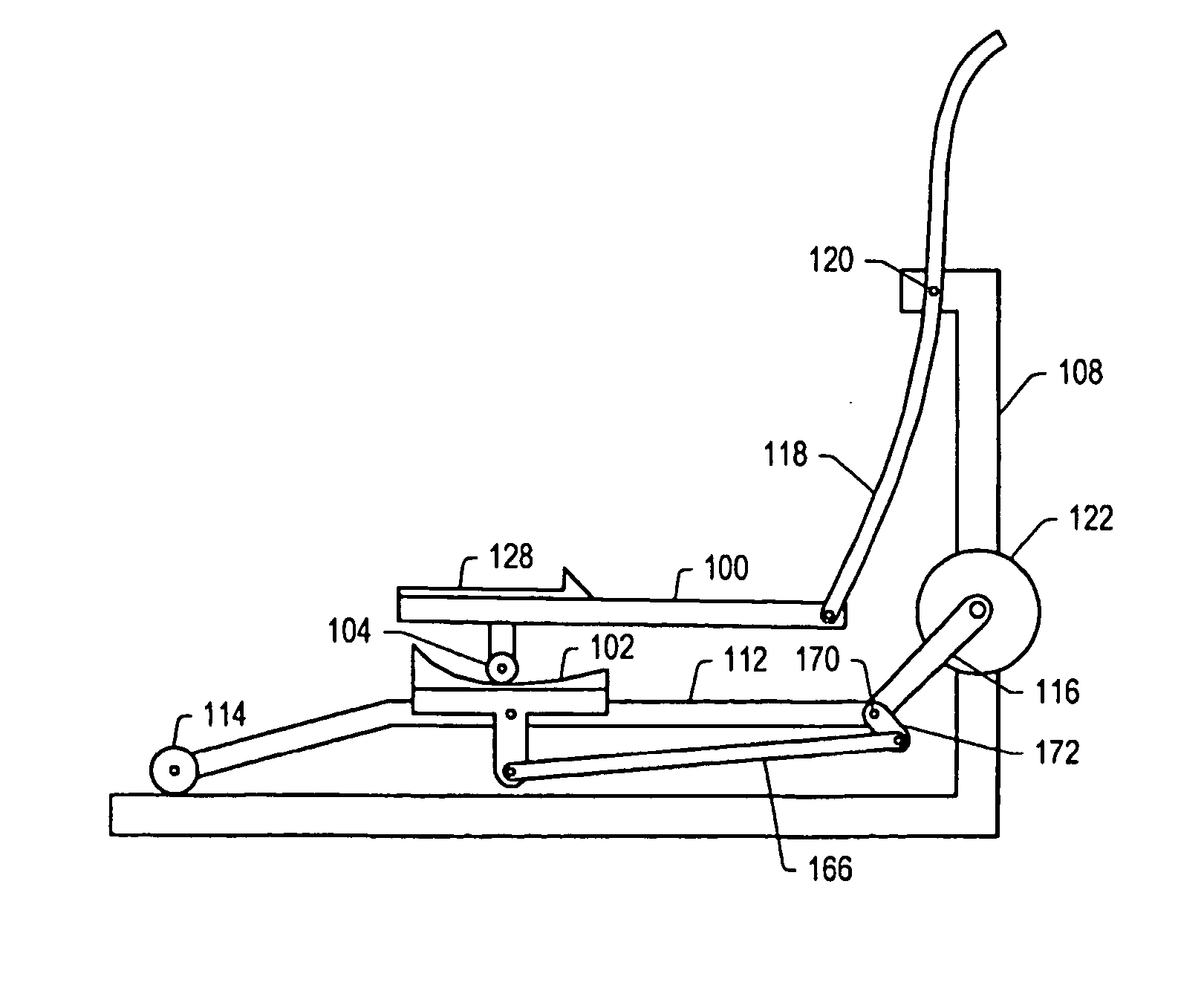Variable stride exercise device using spring damper assembly