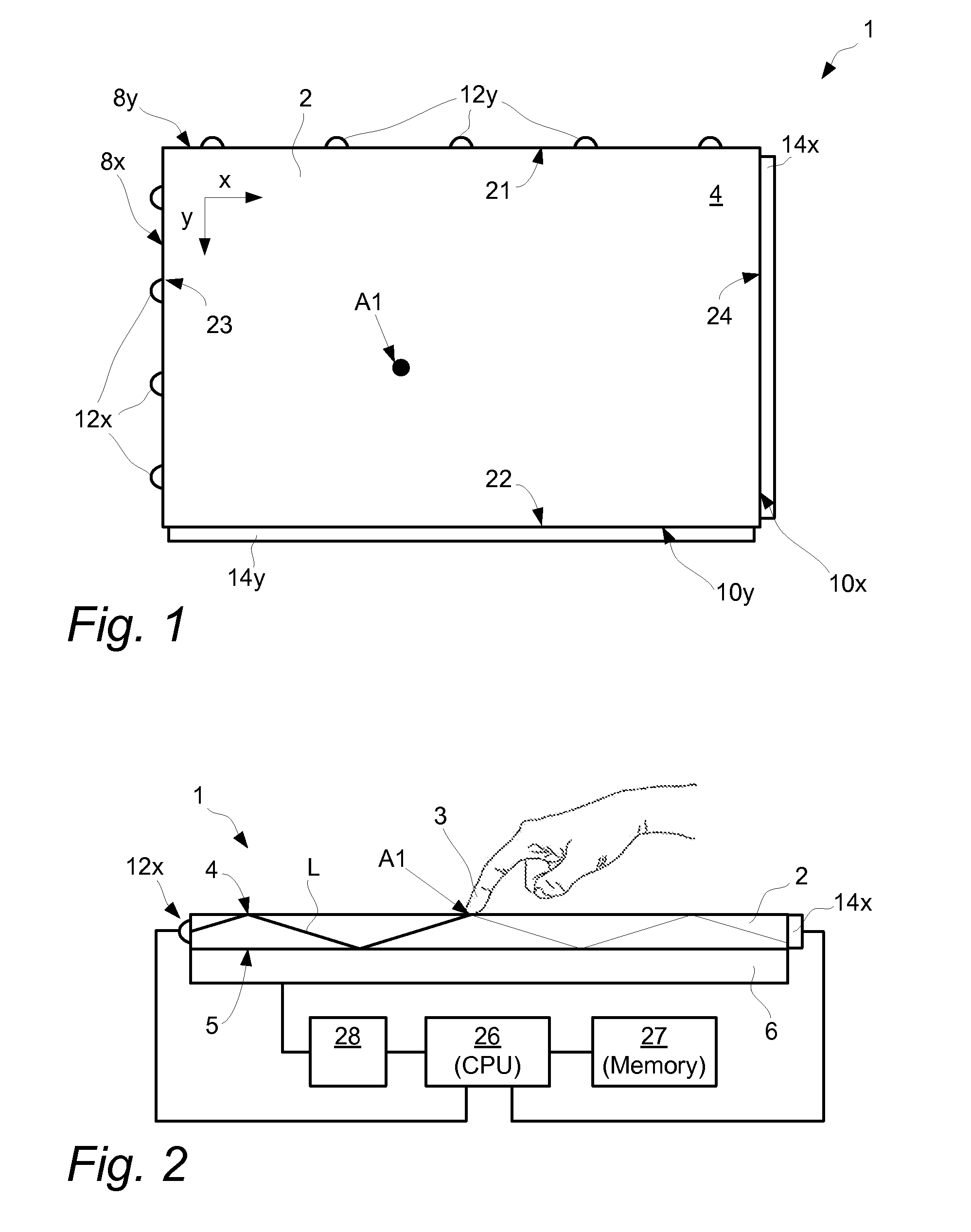 Touch surface with identification of reduced performance