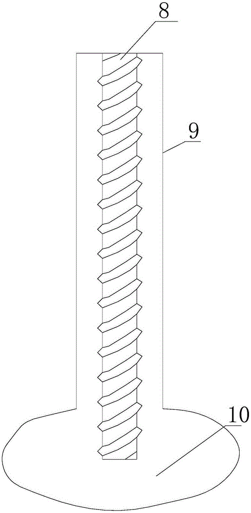 End support type thread core composite pile and construction device and method for end support type thread core composite pile