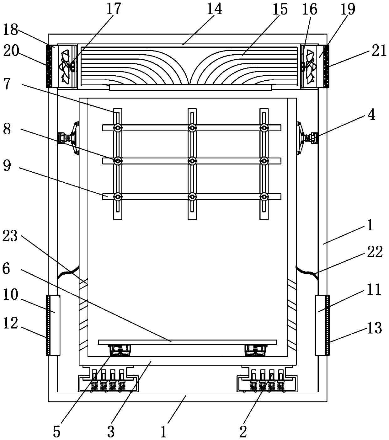 A fixing and heat dissipation device for electric control internal components of fire fighting equipment