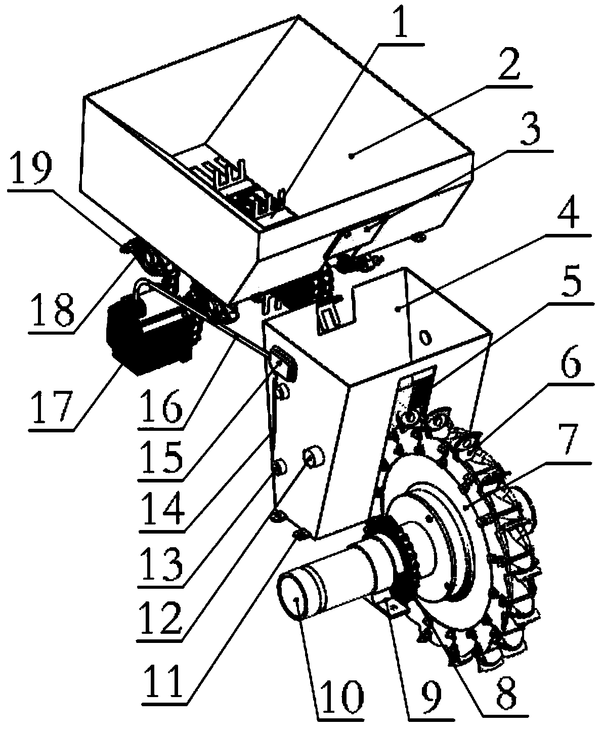 Pneumatic supporting spoon-drum combination type potato seed arrangement device