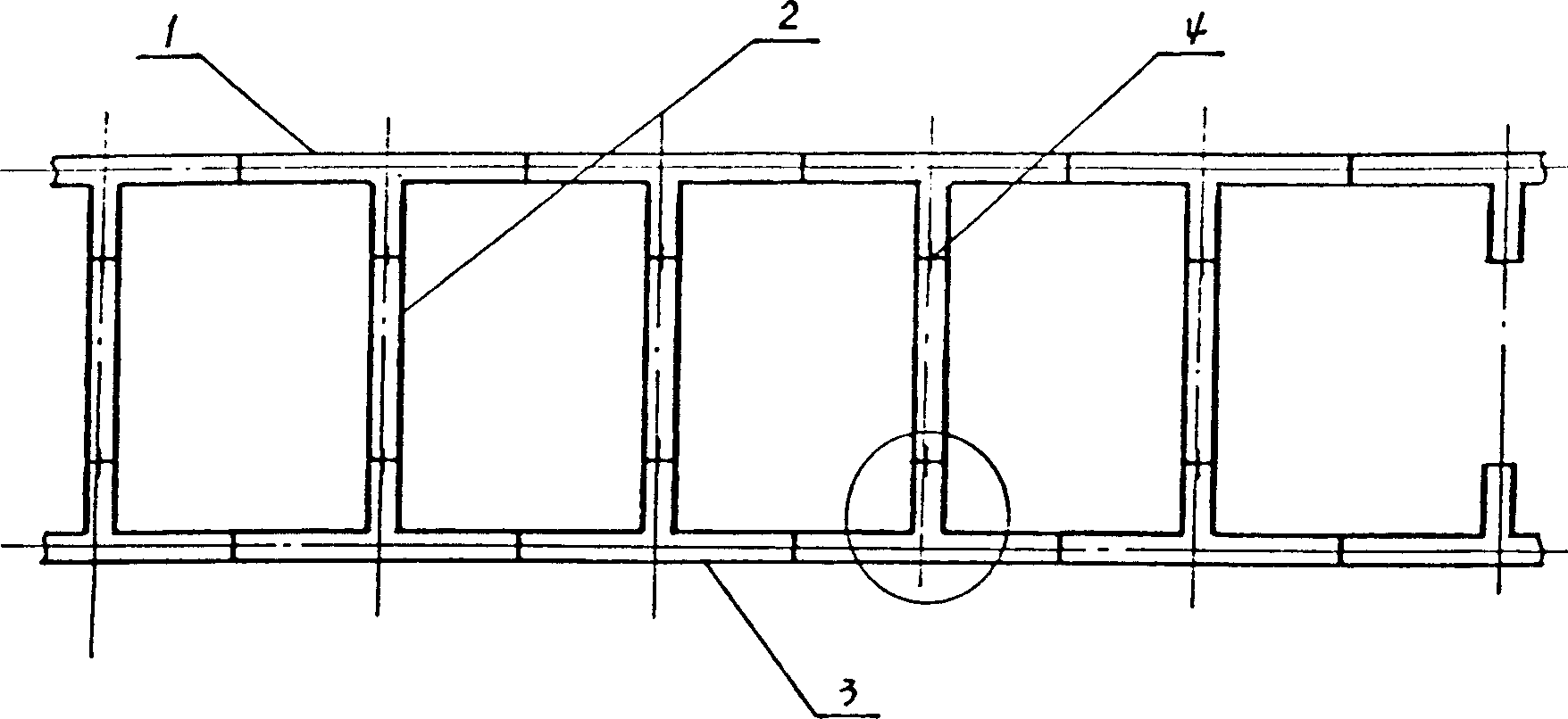Self-erecting guard wall structure of grid underground wall