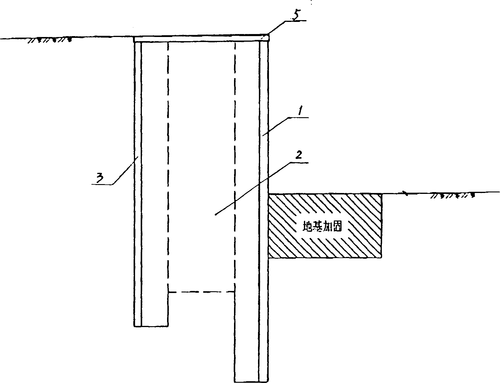Self-erecting guard wall structure of grid underground wall