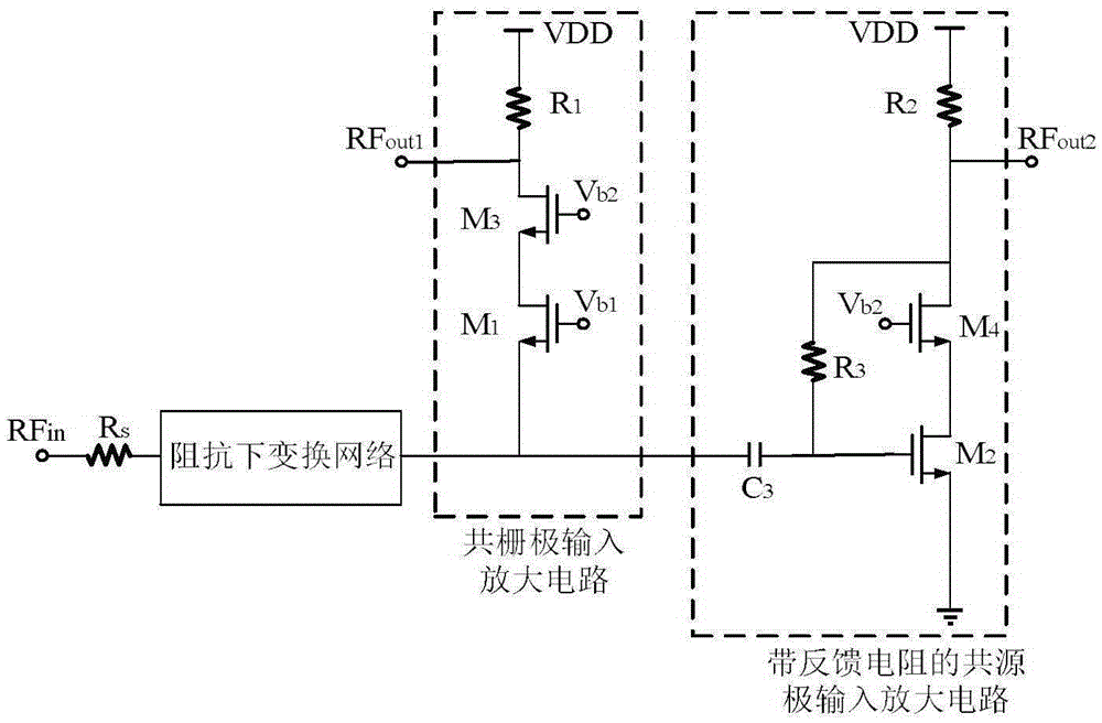 Low-power-consumption bidirectional noise-reducing low-noise amplifier