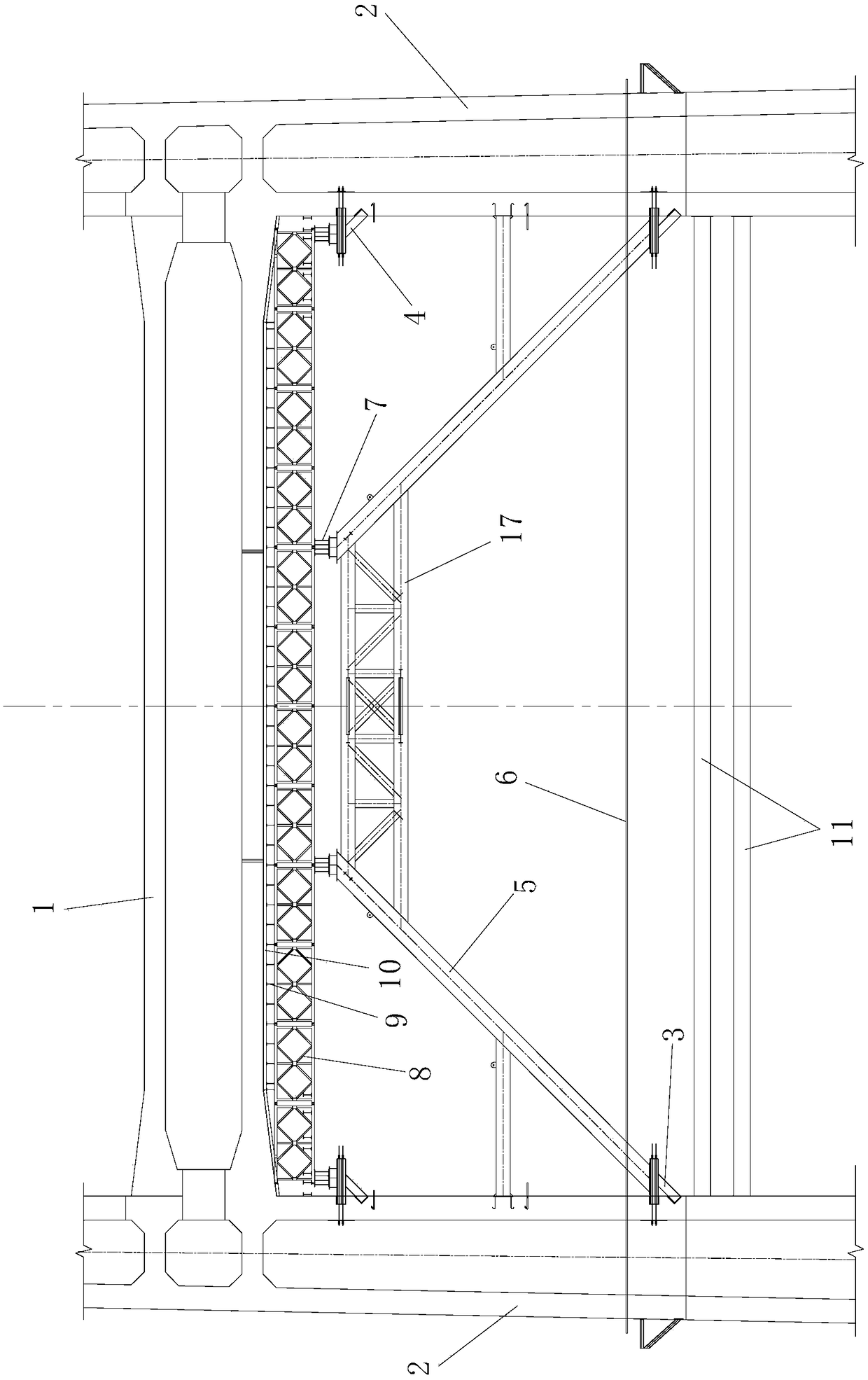 A high-altitude large-span heavy-duty beam construction support and construction method