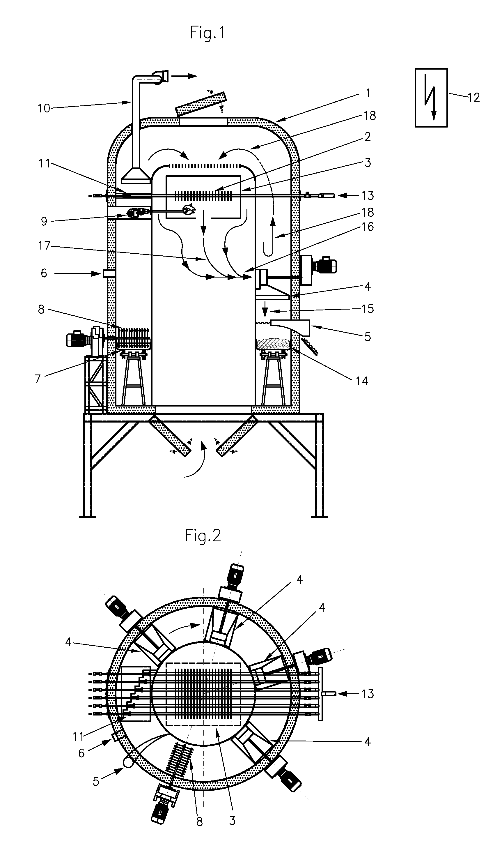 Method of processing and drying waste in a cyclic continuous process