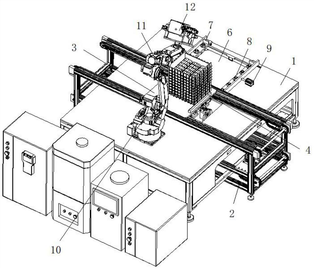 Laser ablation flow guide row device for disassembling power battery