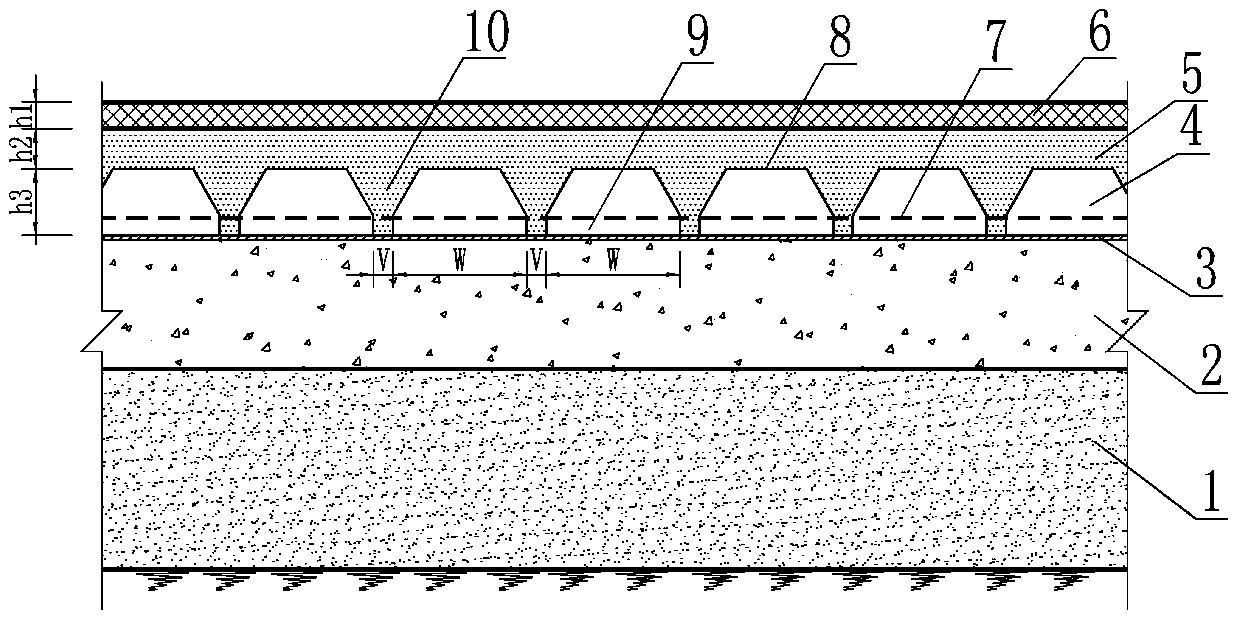 Embedded structured asphalt pavement and construction method thereof