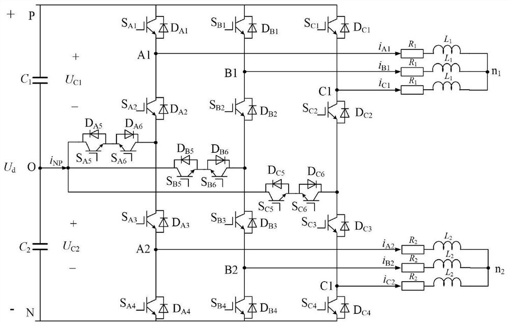 Capacitor voltage balance control method of three-phase T-type three-level dual-output inverter