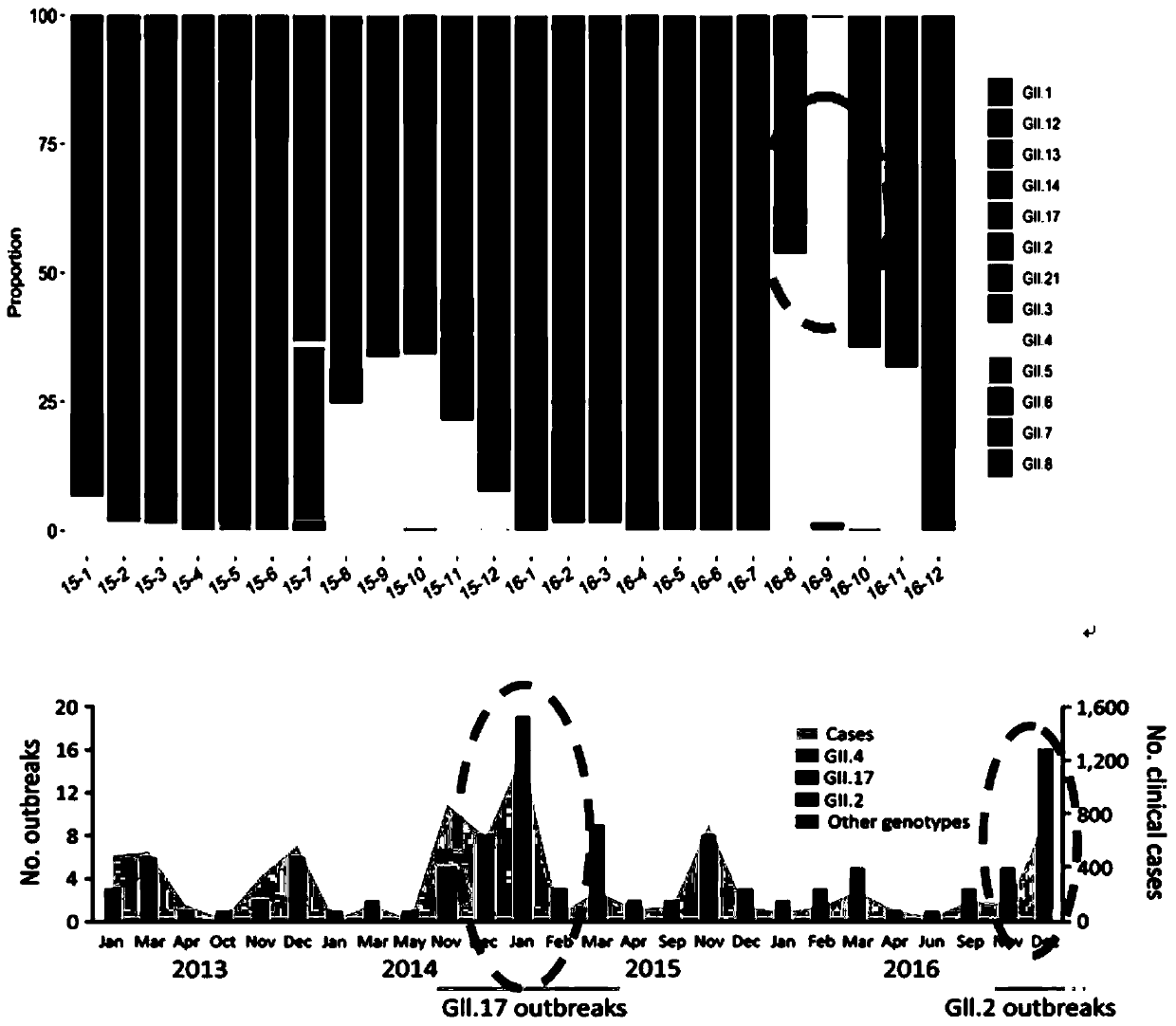 Norovirus sequencing primer based on high-throughput sequencing, kit and detection method thereof