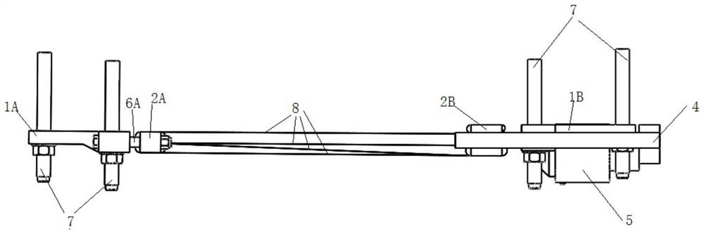A tensioning and anchoring device for beams reinforced with multi-layer prestressed fiber cloth