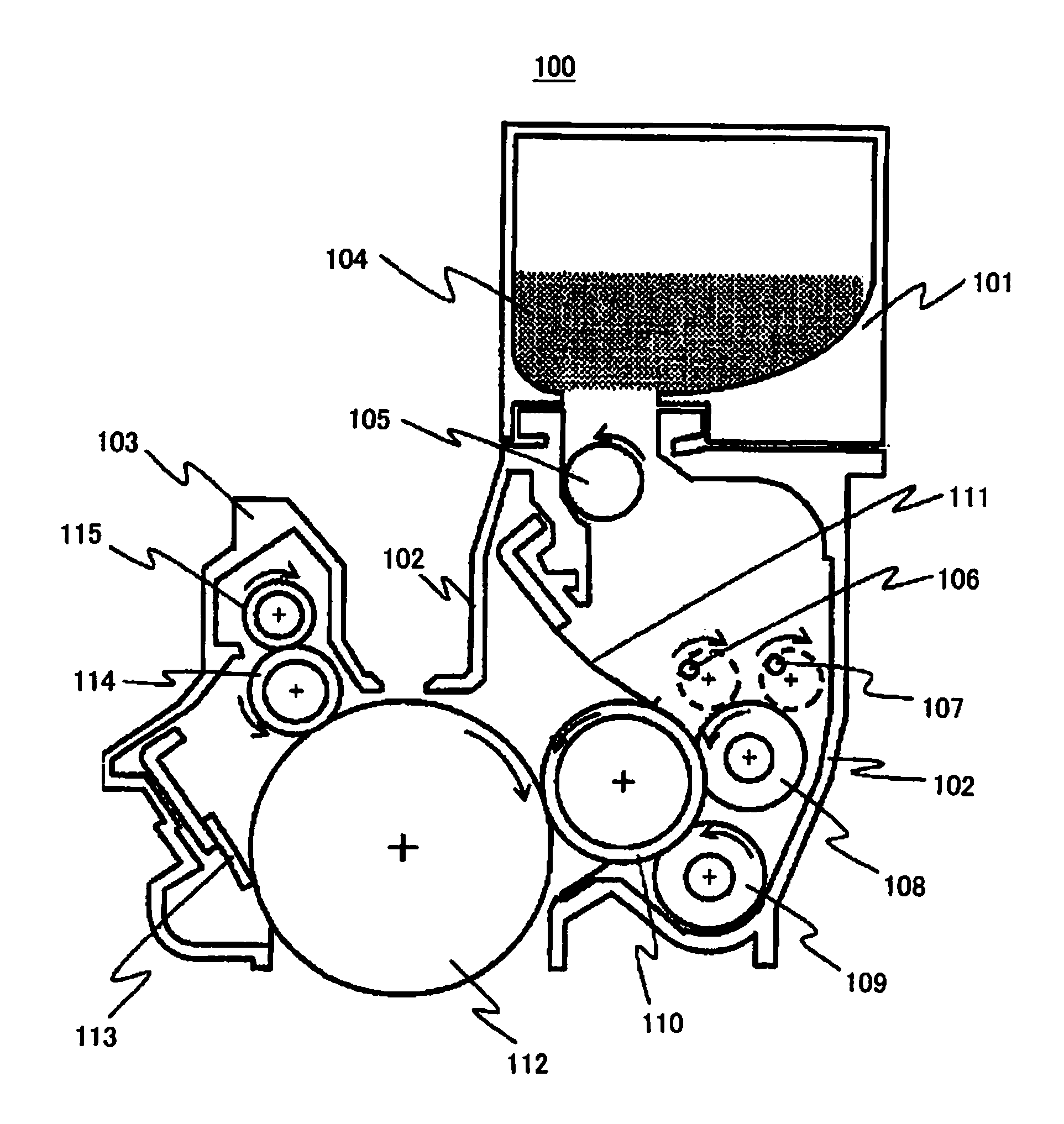 Transparent developer, developer housing, development device, and image formation apparatus