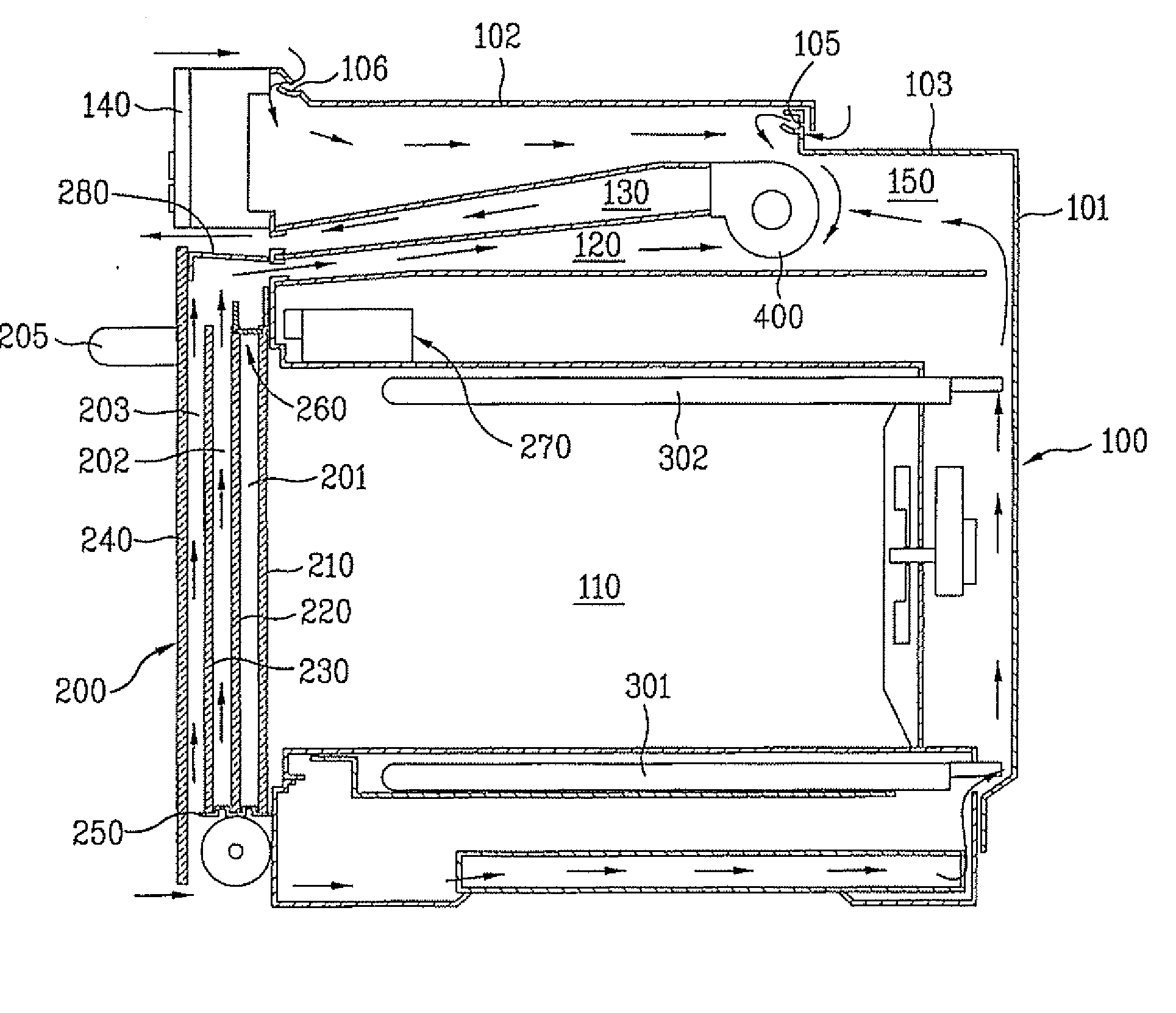 Door assembly for home appliance, elcetric oven using the same, and method for operating electric oven