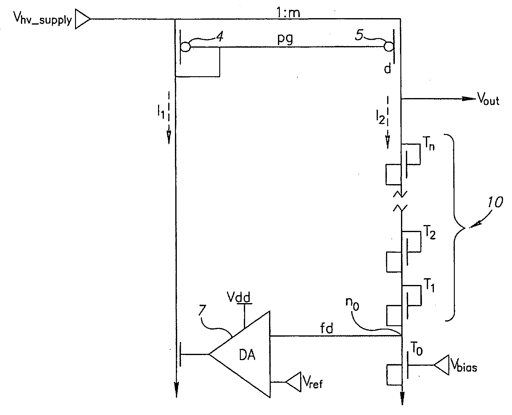 Diode stack high voltage regulator