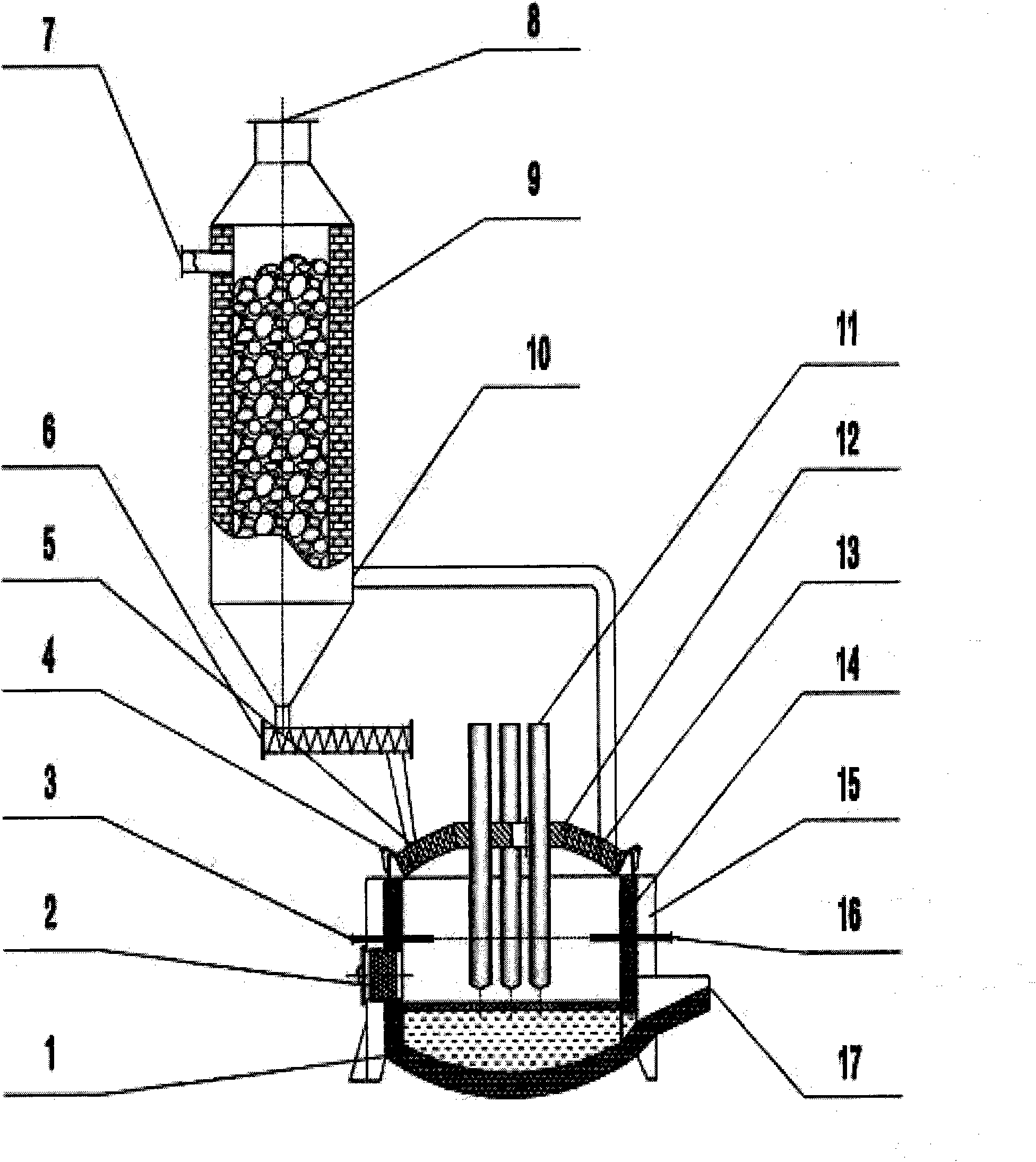 Technique for producing calcium carbide and cogeneration by two-stage method and device thereof