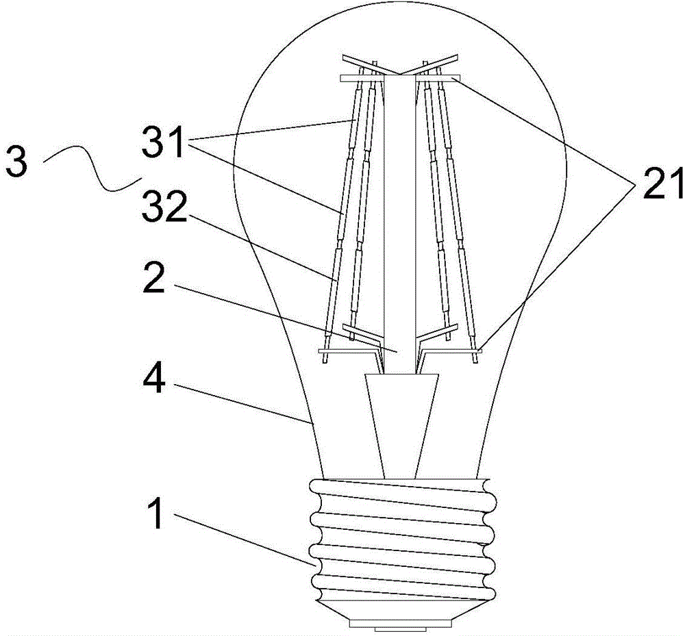 Lamp bulb of LED lamp filament structure
