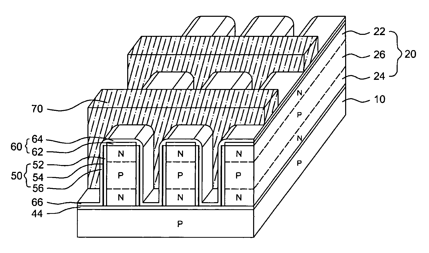 Memory cell device having vertical channel and double gate structure