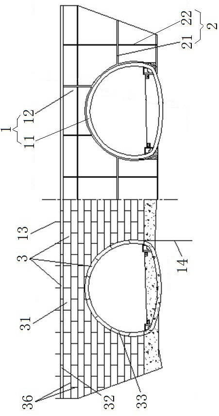 Tunnel portal wall stone facing structure and construction method