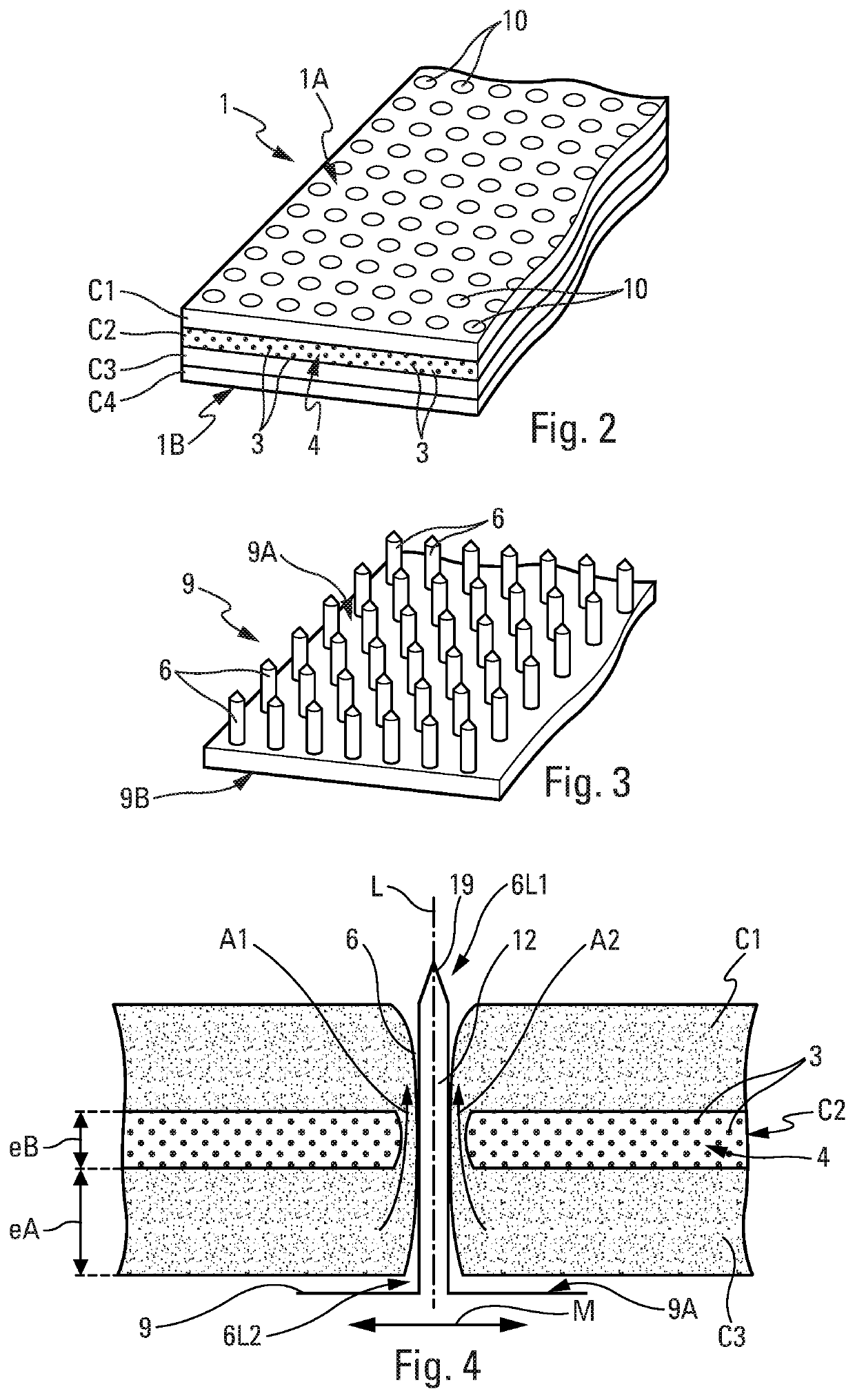 Method for manufacturing deicing acoustic skin for an aircraft acoustic panel, using a fiber spacing device