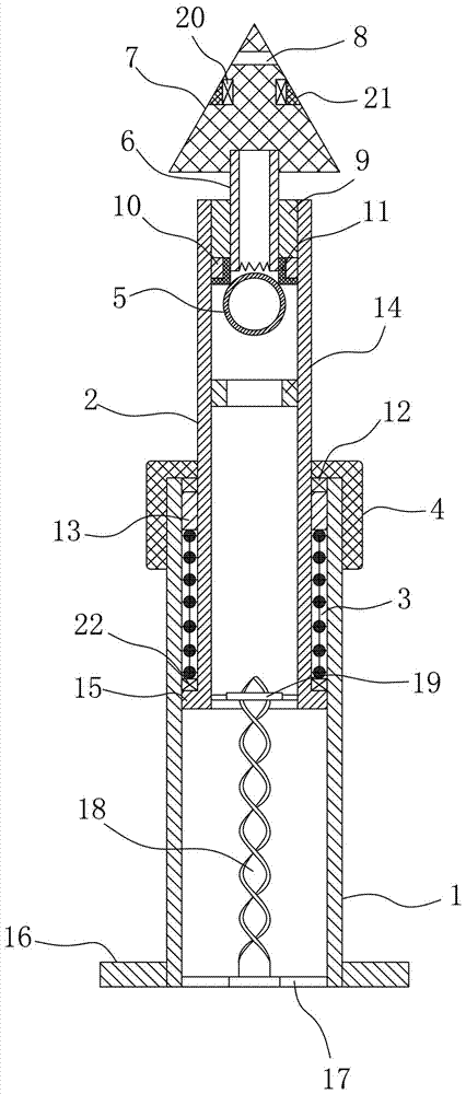 An underground rotary lifting sprinkler irrigation fixed support device