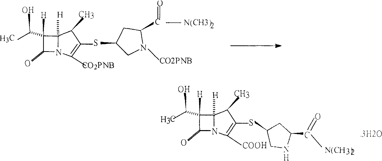 Deprotection method in meropenem synthesis