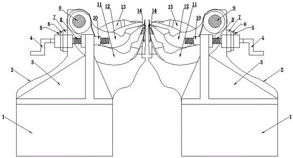 Structure for adjusting separation distance of knocking-over bars of two-needle-bar warp knitting machine