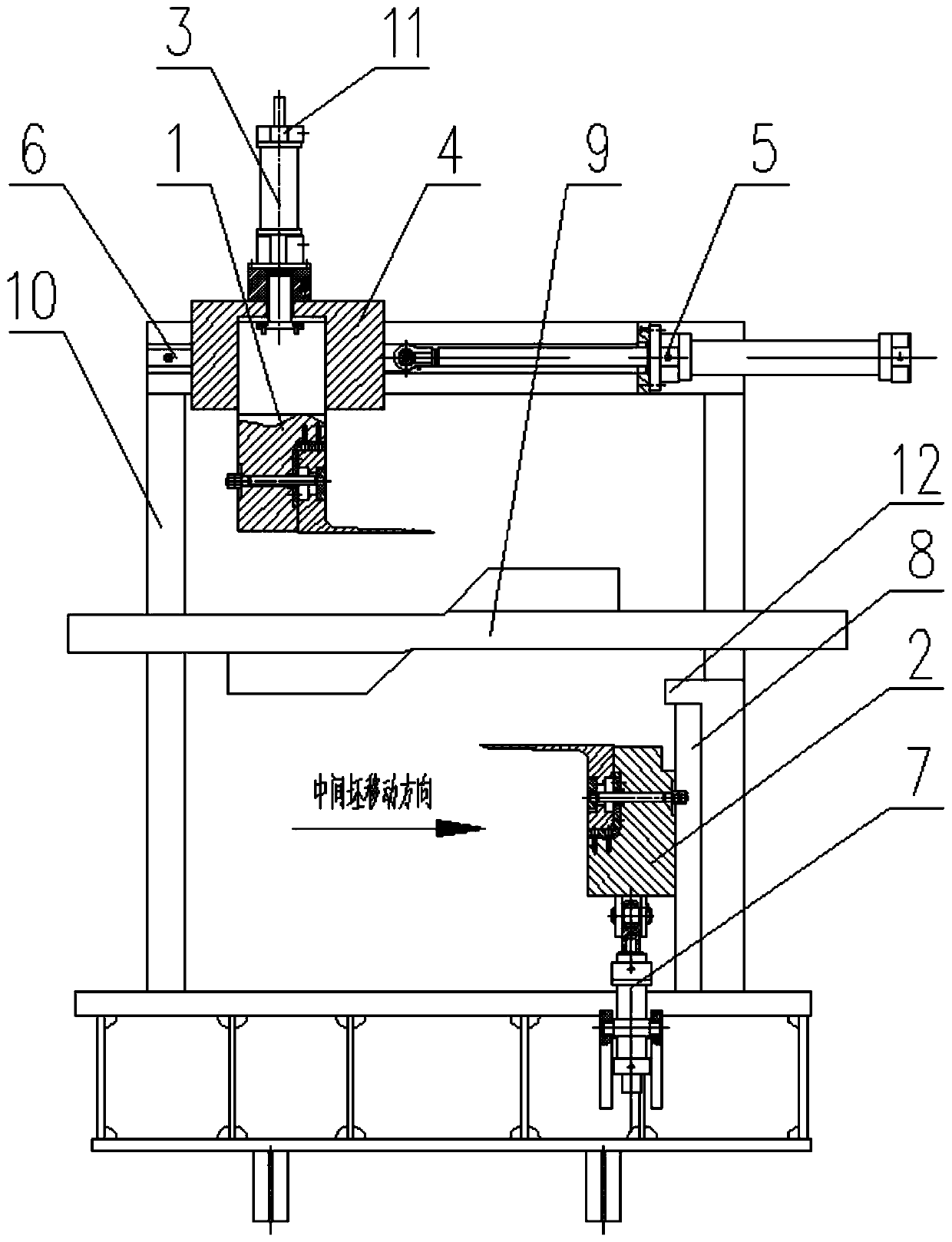 Band tail shearing device adopted after hot rolling intermediate billet shearing pressure welding