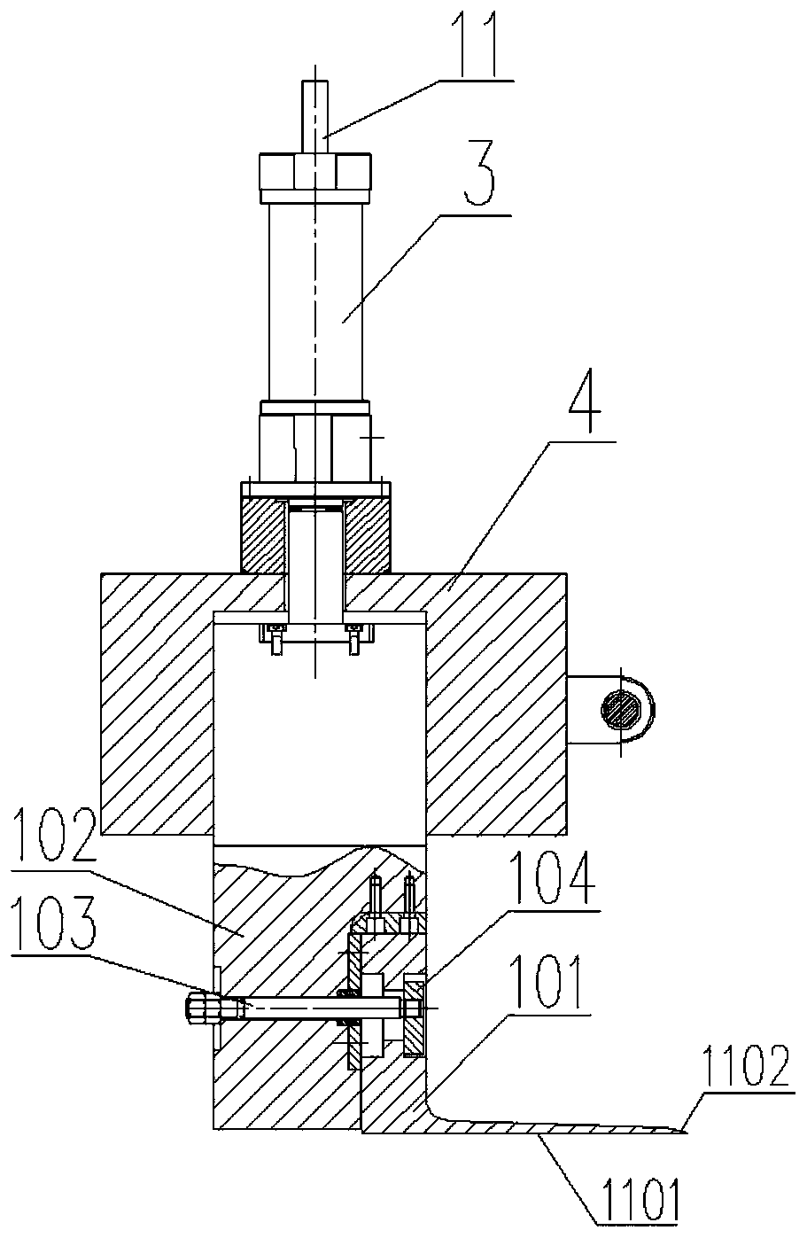 Band tail shearing device adopted after hot rolling intermediate billet shearing pressure welding