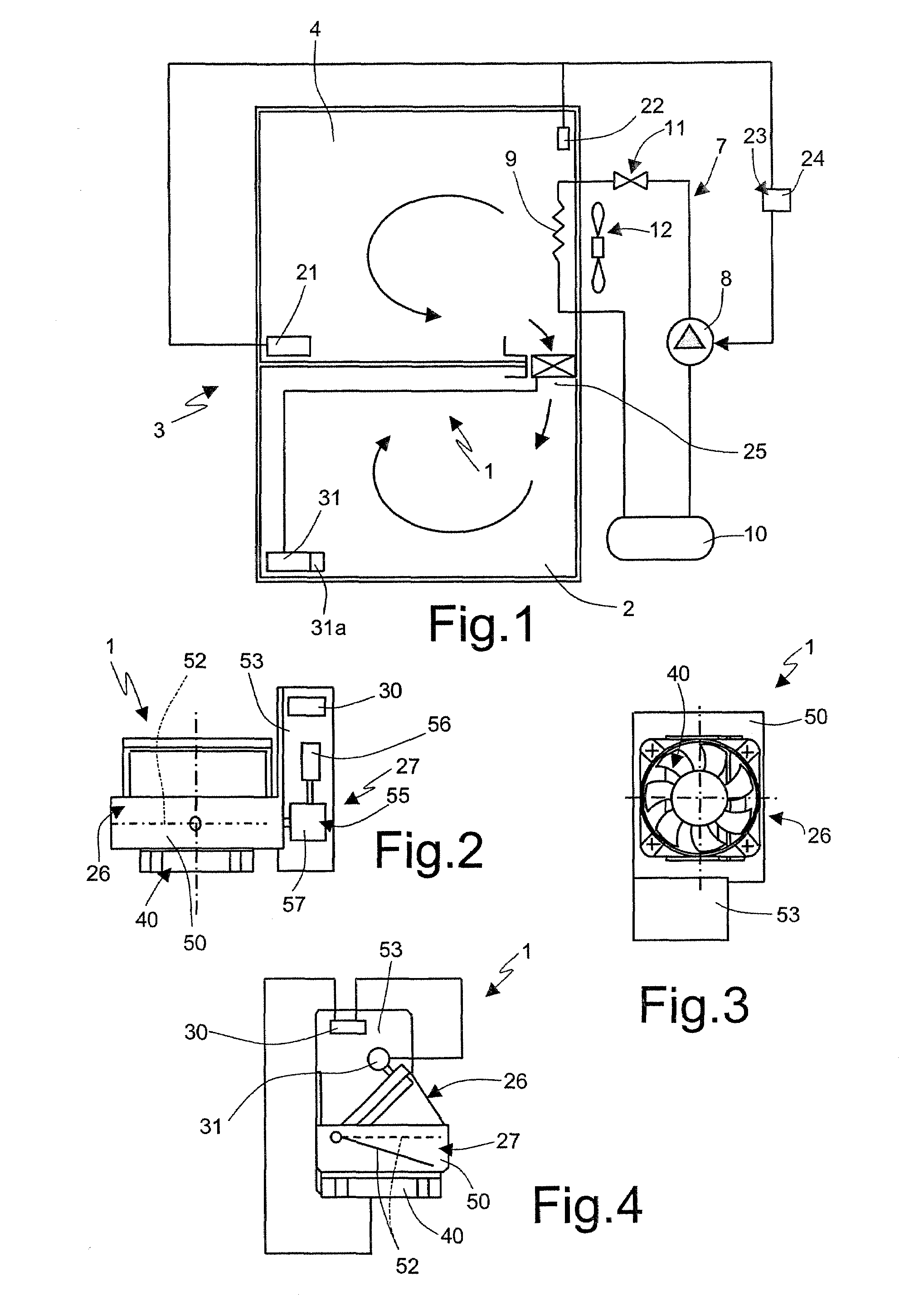 Device and Method For Controlling the Temperature Inside a Refrigerating Unit of a Combined Refrigerator-Freezer