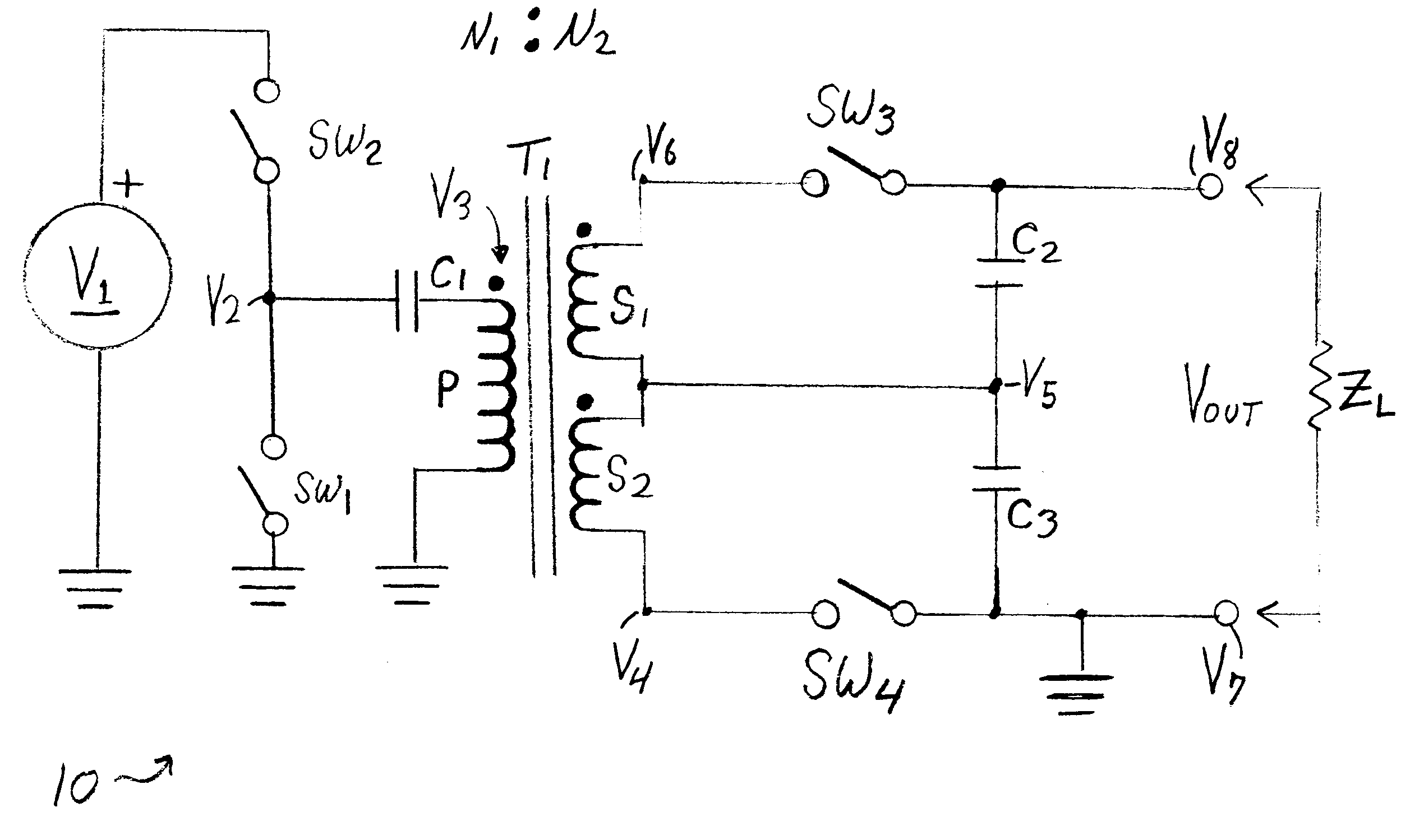 DC power converter having bipolar output and bi-directional reactive current transfer