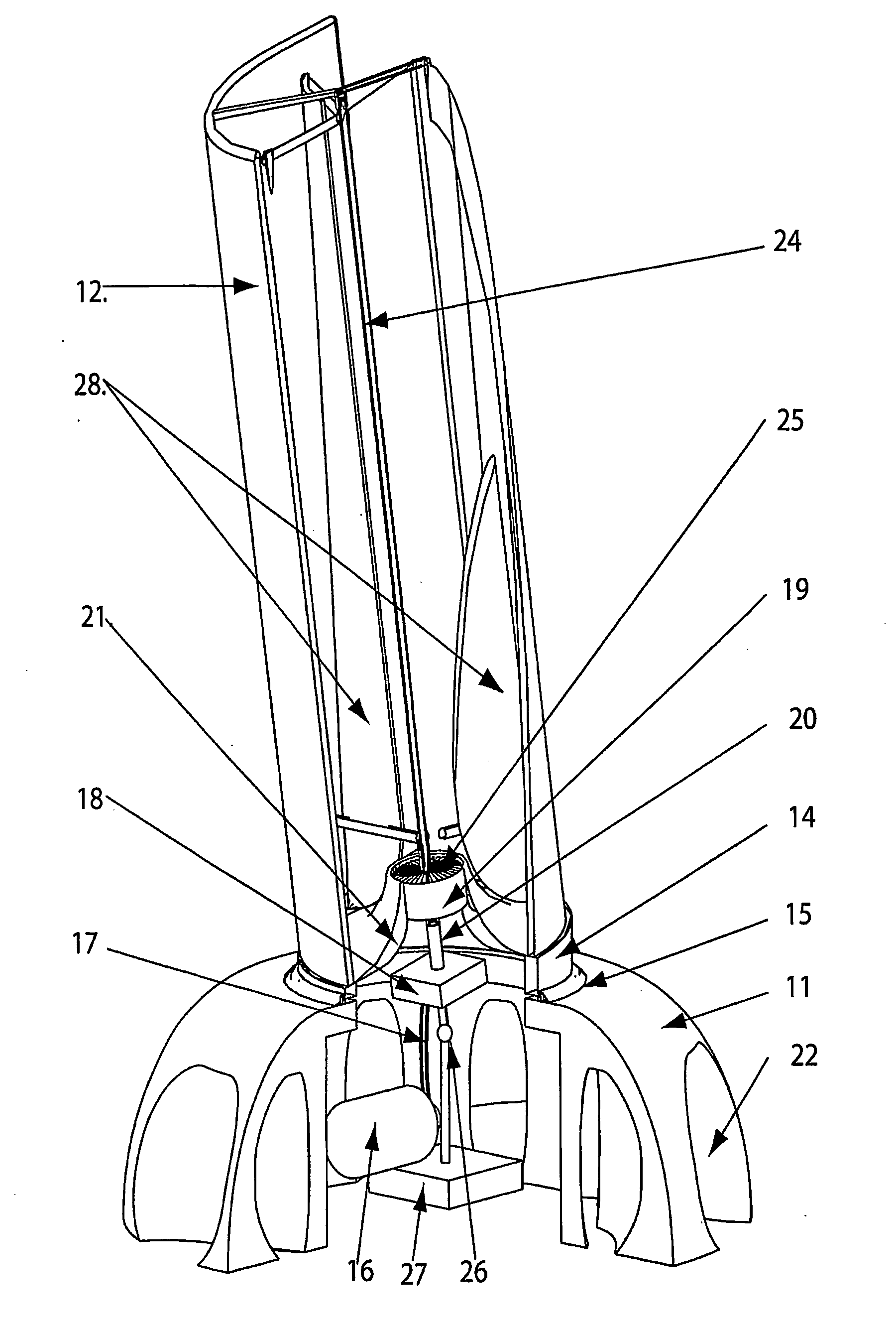 Wind power plant of cyclone type and method of obtaining energy from such