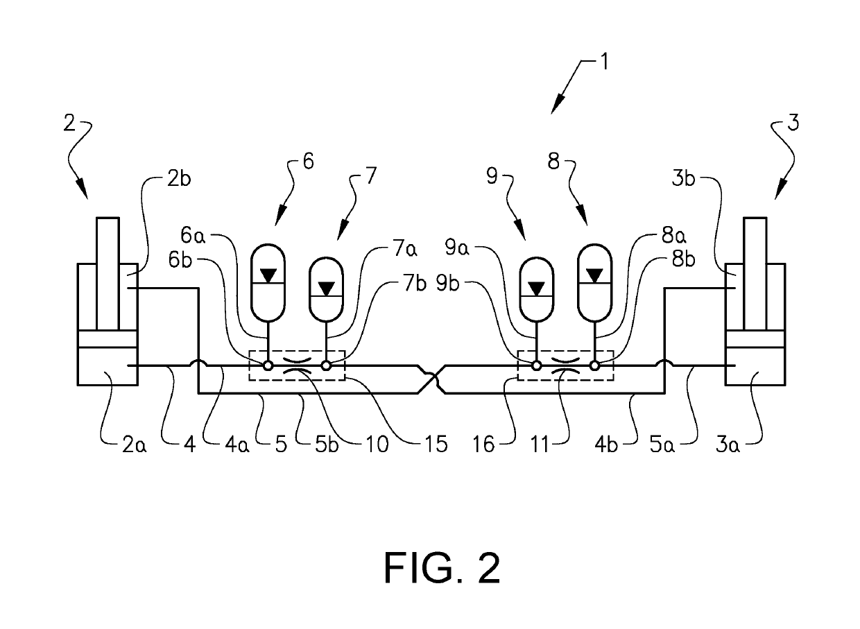 Hydraulic suspension system for a vehicle, a vehicle being provided with such a system and a method for damping an anti-roll function of a vehicle