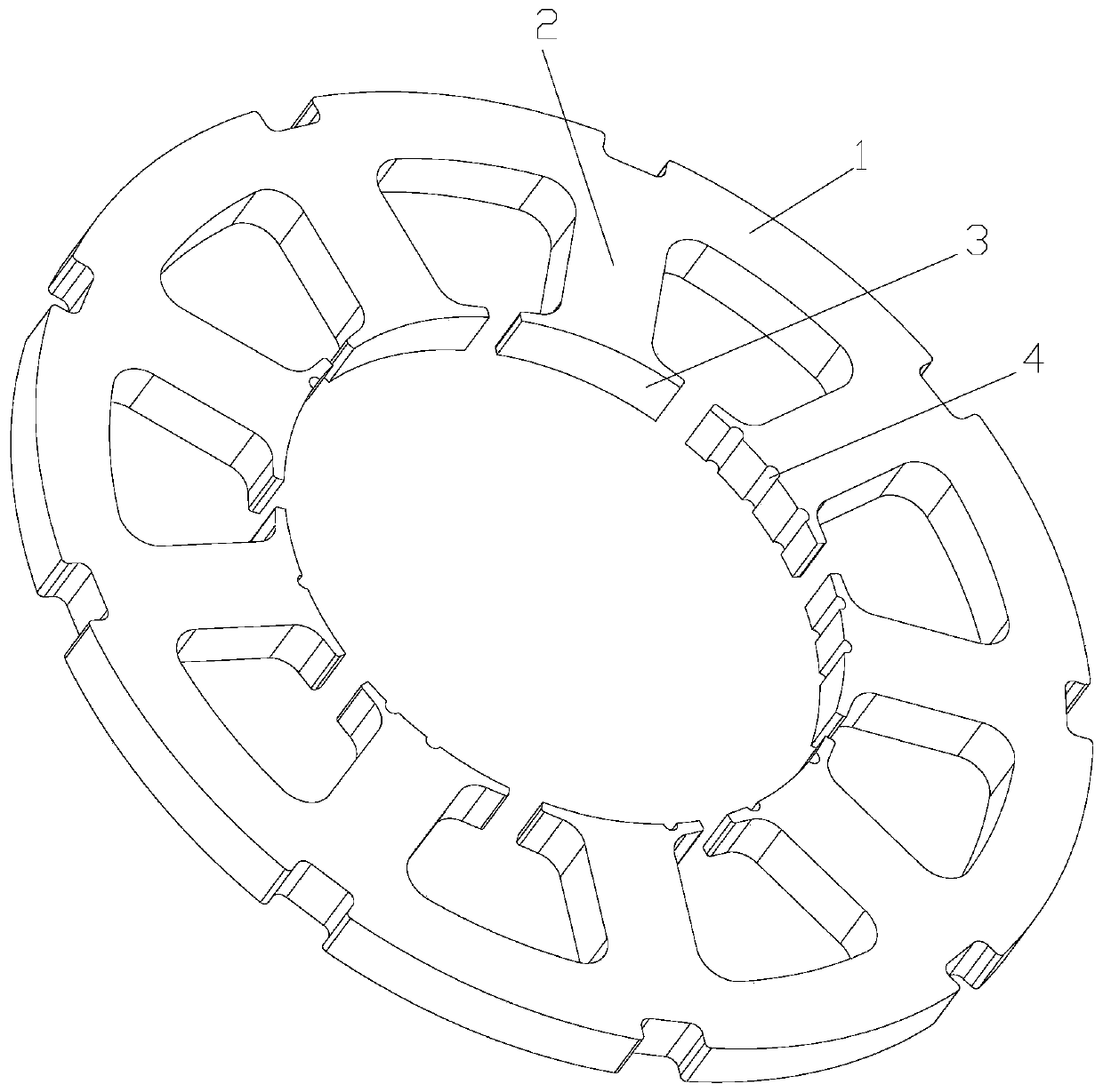 Stator punching sheet, stator core and permanent magnet motor