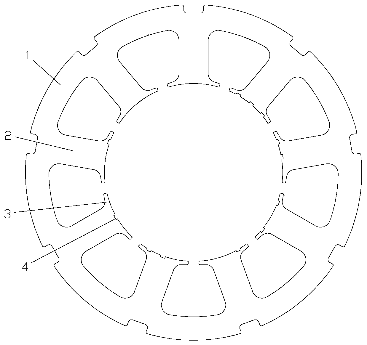 Stator punching sheet, stator core and permanent magnet motor