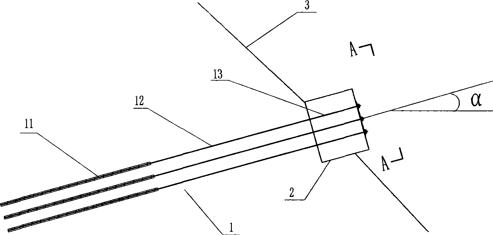 Bearing rope anchor of cable crane and its construction method