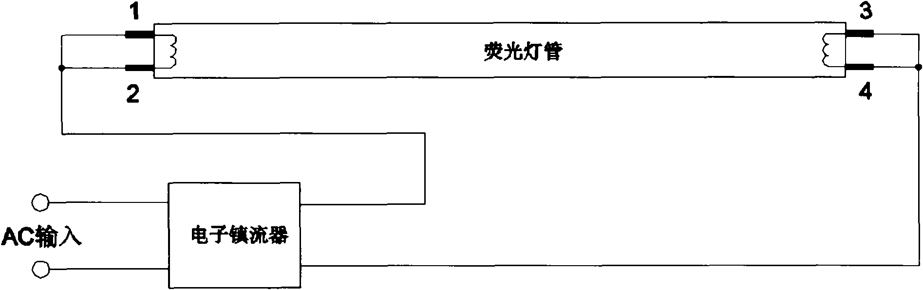 LED (light emitting diode) fluorescent lamp and fluorescent lamp connecting circuit