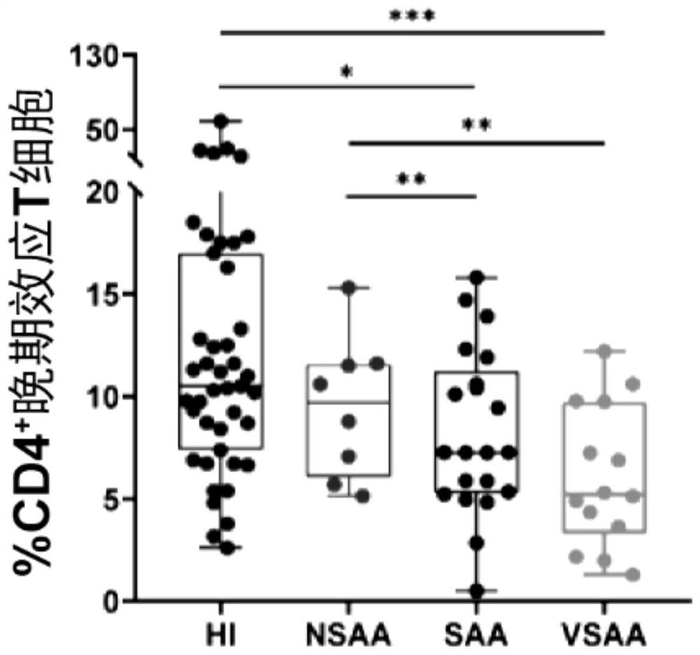 Application of advanced effect T cell subset in preparation of kit for assisting in evaluating condition degree of aplastic anemia