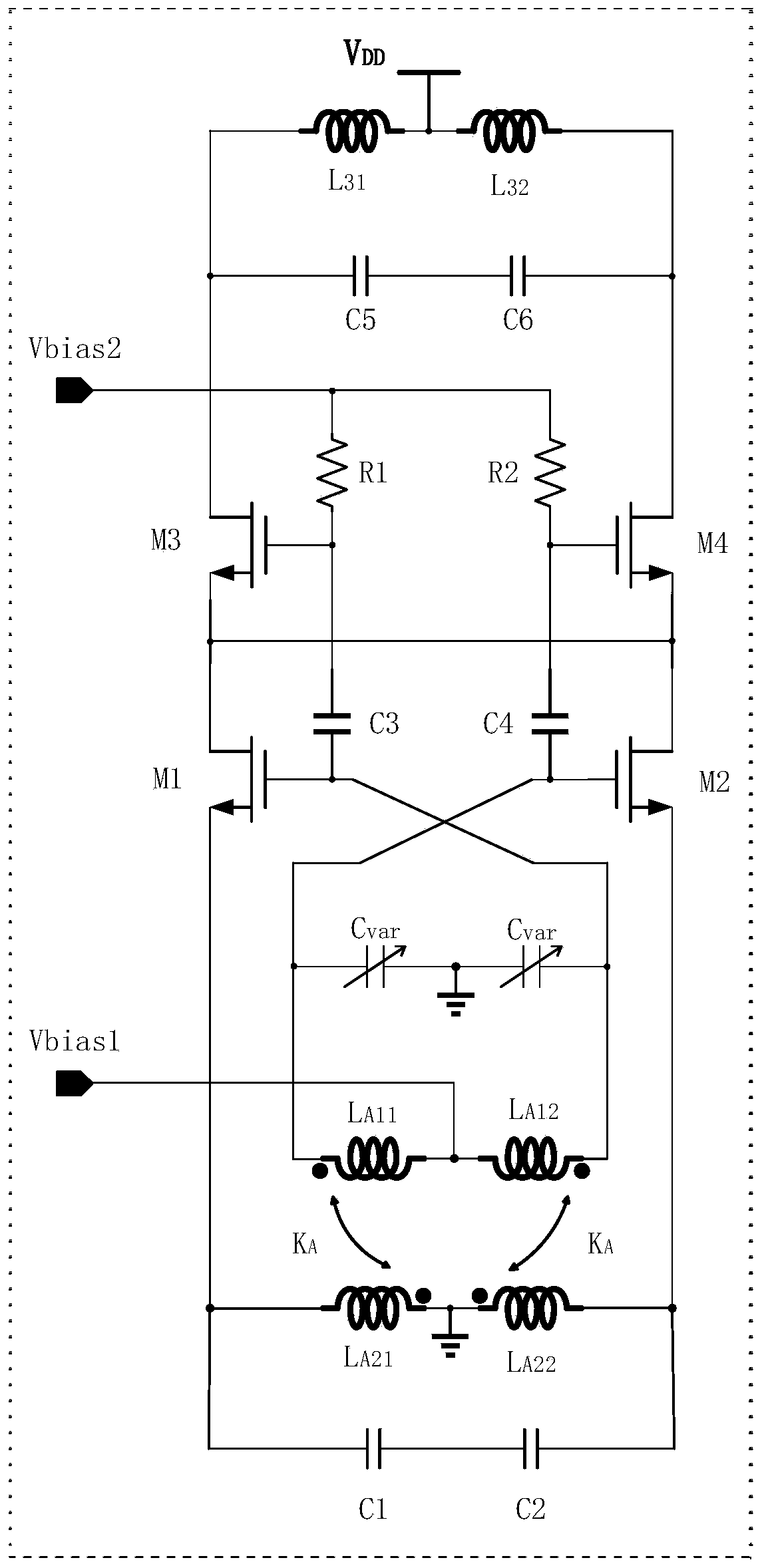 Current multiplexing voltage-controlled oscillator based on grid-source transformer feedback