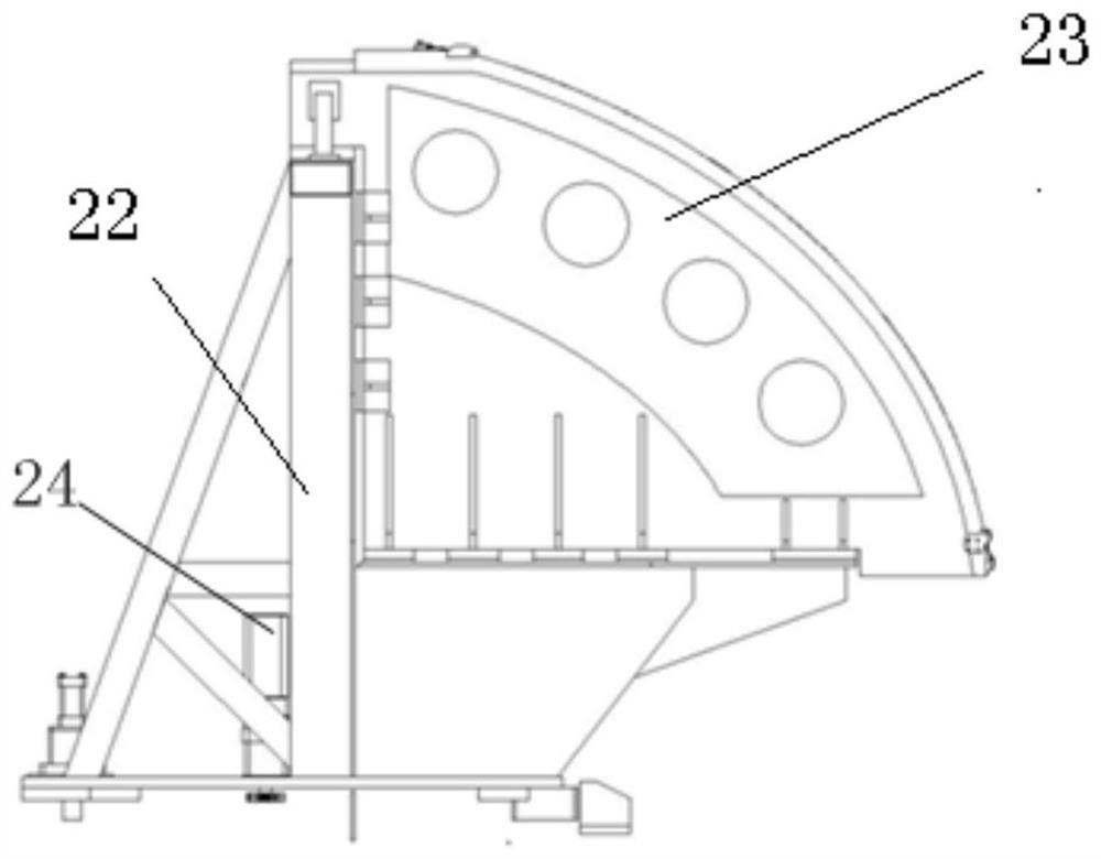 A friction stir welding device and method for the longitudinal seam of the bottom circular ring of a large-diameter launch vehicle