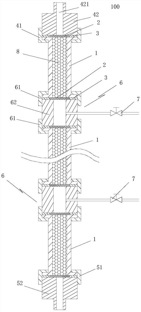 Column structure for performance evaluation of natural gas mercury removal agent