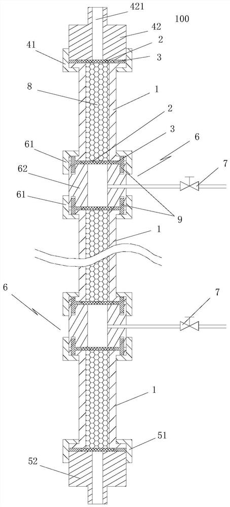 Column structure for performance evaluation of natural gas mercury removal agent