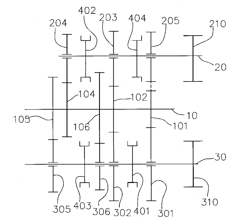 Arrangement structure of transmission gear shaft system