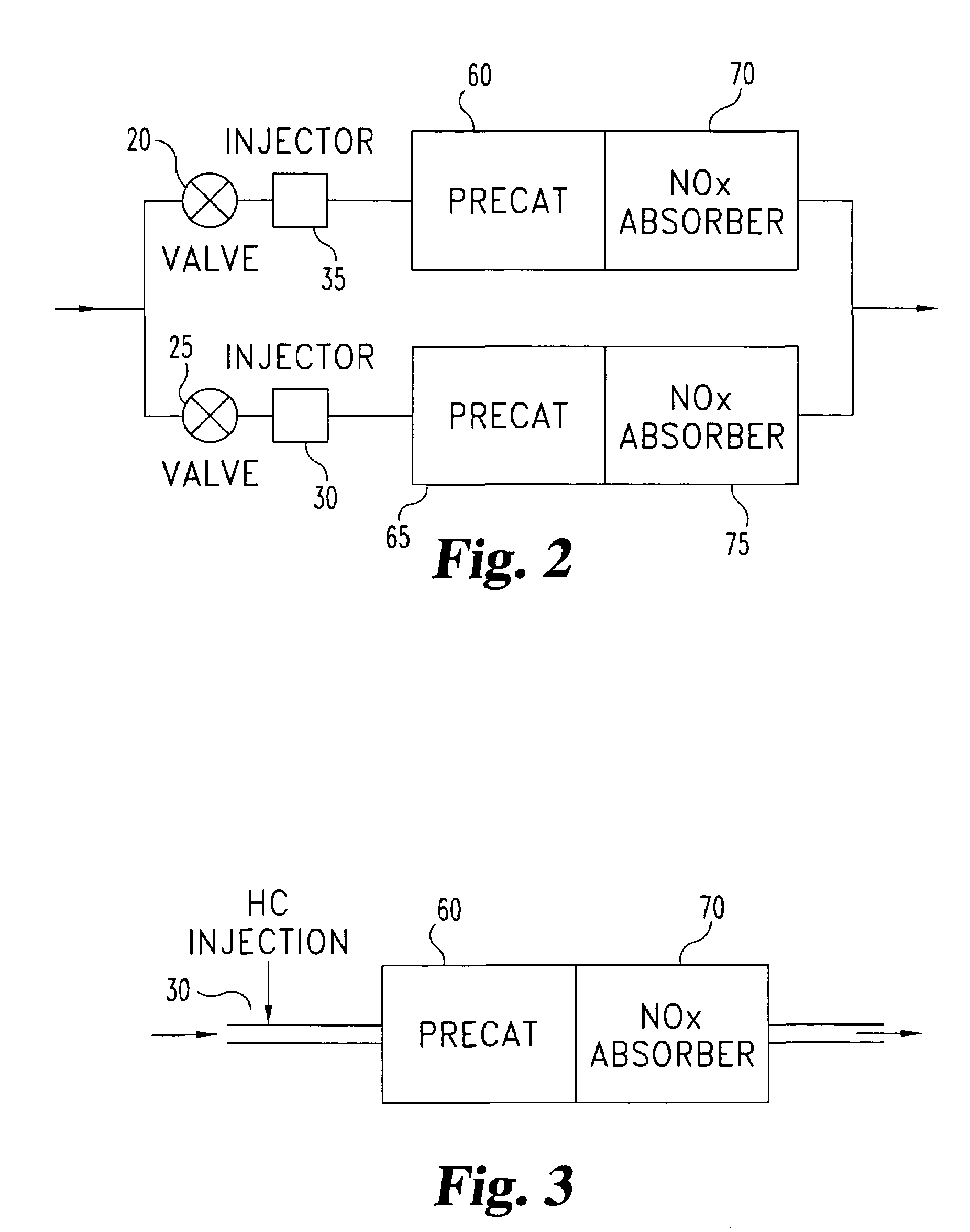 Precat-NOx adsorber exhaust aftertreatment system for internal combustion engines