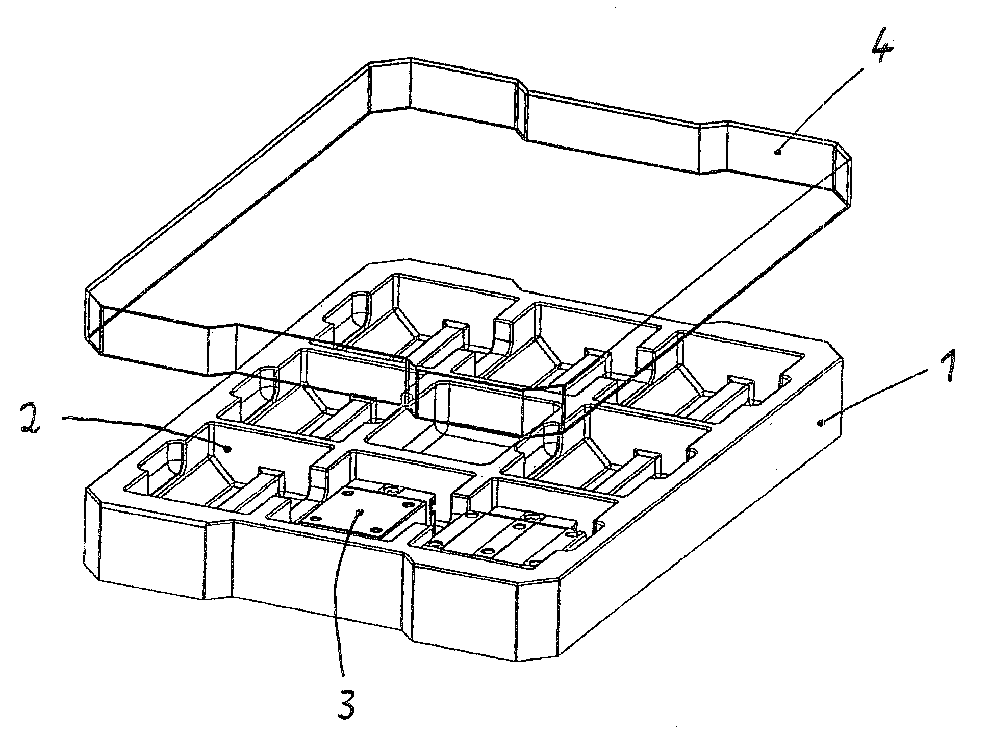 Palletlike arrangement for packaging goods