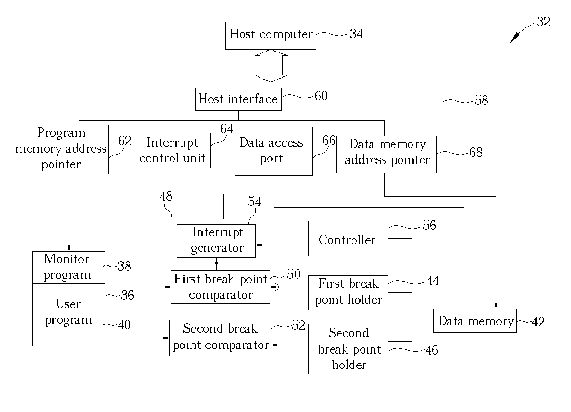 Microprocessor system with software emulation processed by auxiliary hardware